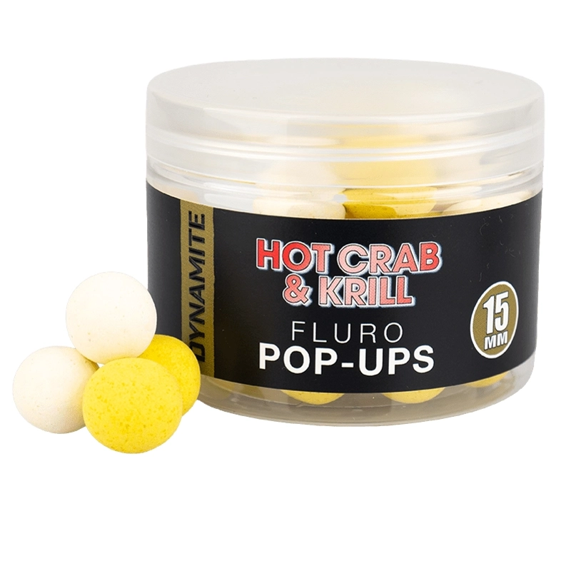 Dynamite Baits Hot Crab & Krill Fluro Pop Ups 15mm